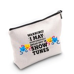 TSOTMO Warning I May Randomoly Break Out In Show Tunes Cosmetic Bag Theatre Novelty Makeup Bag Musical Theater Gift (SHOW TUNES)