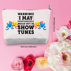 TSOTMO Warning I May Randomoly Break Out In Show Tunes Cosmetic Bag Theatre Novelty Makeup Bag Musical Theater Gift (SHOW TUNES)