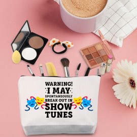 TSOTMO Warning I May Randomoly Break Out In Show Tunes Cosmetic Bag Theatre Novelty Makeup Bag Musical Theater Gift (SHOW TUNES)