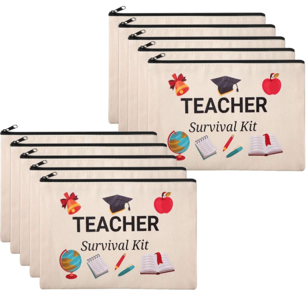 Frienda 10 Pieces Cosmetic Bags Travel Toiletry Case with Zipper for Teacher Appreciation Gifts(7.87 x 5.71 Inches)