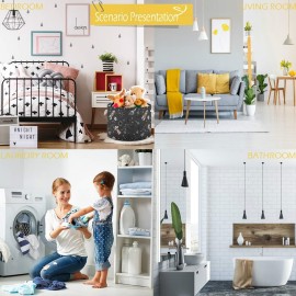 visesunny Collapsible Large Capacity Basket Spaceship Star Clothes Toy Storage Hamper with Durable Cotton Handles Home Organizer Solution for Bathroom, Bedroom, Nursery, Laundry,Closet