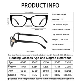 OCCI CHIARI 1.5 Reading Glasses Women Durable Reader 150(1.0 1.5 2.0 2.5 3.0 3.5 4.0 5.0 6.0)