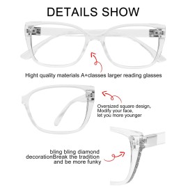 OCCI CHIARI 3.0 Reading Glasses Women Large Reader 300(1.0 1.5 2.0 2.5 3.0 3.5 4.0 5.0 6.0)