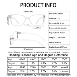 OCCI CHIARI 3.0 Reading Glasses Women Large Reader 300(1.0 1.5 2.0 2.5 3.0 3.5 4.0 5.0 6.0)