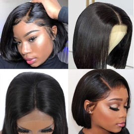 SUPERLOOK Short Bob Wigs Lace Front Wigs Human Hair Wigs for Black Women Bob Frontal Wigs Straight Hair Lace Closure Wigs 10inch