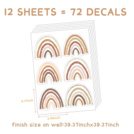 funlife 72 PCS Small Boho Rainbow Wall Decals Peel and Stick, Self Adhesive Colorful Rainbow Wall Sticker for Girls Bedroom Decor, Kids Nursery Room Decoration, 2.56 x 2.17