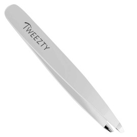 Tweezty Slanted Tweezers - Stainless Steel Tweezers Best Precision Silver Tweezers for Eyebrows