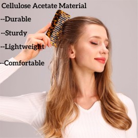 Fsmiling Wide Tooth Comb Large Detangling Comb Cellulose Detangler Comb for Women Thick Curly Wavy Wet Dry Hair 2 Pack,Tortoise shell