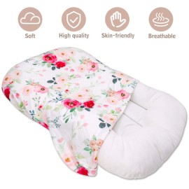 TANOFAR Baby Lounger Cover, Newborn Lounger Cover for Girls, Removable Nest Slipcover, Soft Comfortable, Machine Washable, Flower