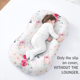 TANOFAR Baby Lounger Cover, Newborn Lounger Cover for Girls, Removable Nest Slipcover, Soft Comfortable, Machine Washable, Flower