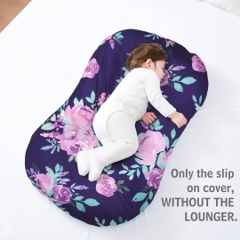 TANOFAR Baby Lounger Cover, Newborn Lounger Cover for Girls, Removable Nest Slipcover, Soft Comfortable, Machine Washable, Purple Flower