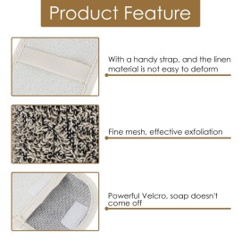 Linkidea 3 Pack Soap Saver Pouch, Flax Exfoliating Soap Bag Body Scrubber Exfoliator Sponge Holder Hanging Rope Bags for Bath or Shower