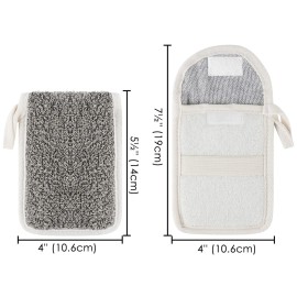 Linkidea 3 Pack Soap Saver Pouch, Flax Exfoliating Soap Bag Body Scrubber Exfoliator Sponge Holder Hanging Rope Bags for Bath or Shower