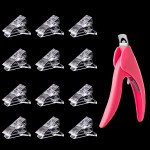 12Pcs Nail Tips Clip for Quick Building Polygel Nail Forms Nail Clips for Polygel Finger Nail Extension UV LED Builder Clamps Manicure Nail Art Tool with 1Pcs False Nail Tip Trimmer