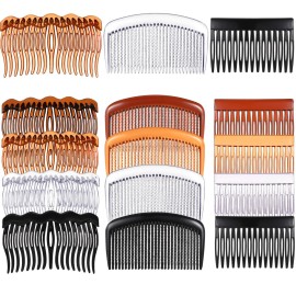 12 Decorative Plastic Side Twist Hair Combs with Teeth for Women and Girls - Fine Hair Accessories with Styling Hair Side Combs (15, 17, 29 Teeth)