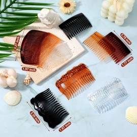 12 Decorative Plastic Side Twist Hair Combs with Teeth for Women and Girls - Fine Hair Accessories with Styling Hair Side Combs (15, 17, 29 Teeth)