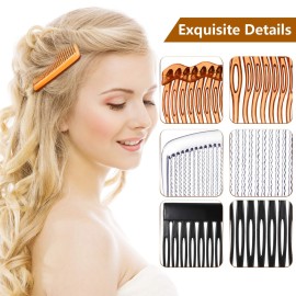 12 Decorative Plastic Side Twist Hair Combs with Teeth for Women and Girls - Fine Hair Accessories with Styling Hair Side Combs (15, 17, 29 Teeth)