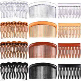 12 Decorative Plastic Side Twist Hair Combs with Teeth for Women and Girls - Fine Hair Accessories with Styling Hair Side Combs (15, 17, 29 Teeth)