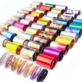 SILPECWEE 50 Sheets Cheetah Print Nail Foil Stickers Set Solid Color Laser Flower Design Nail Transfer Decals Starry Sky Star Manicure DIY Tools SILPECWEE 50 Sheets Cheetah Print Nail Foil Stickers Set Solid Color Laser Flower Design Nail Transfer Decals Starry Sky Star Manicure DIY Tools