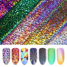 SILPECWEE 50 Sheets Cheetah Print Nail Foil Stickers Set Solid Color Laser Flower Design Nail Transfer Decals Starry Sky Star Manicure DIY Tools