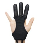 Seektop Archery Gloves Shooting Hunting Leather Three Finger Protector for Youth Adult Beginner (Update Black, M)