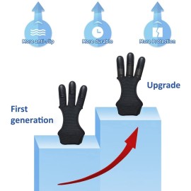 Seektop Archery Gloves Shooting Hunting Leather Three Finger Protector for Youth Adult Beginner (Update Black, M)