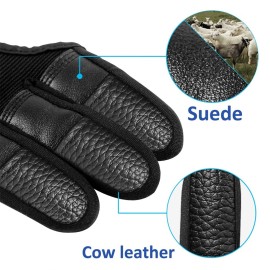 Seektop Archery Gloves Shooting Hunting Leather Three Finger Protector for Youth Adult Beginner (Update Black, M)