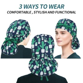 ABAMERICA Ponytail Scrub Caps for Women Surgical Caps Nurse Hat with Functional Ponytail Holder for Long Hair, Single or Satin-Lined ABAMERICA Ponytail Scrub Caps for Women Surgical Caps Nurse Hat with Functional Ponytail Holder for Long Hair, Single or Satin-Lined