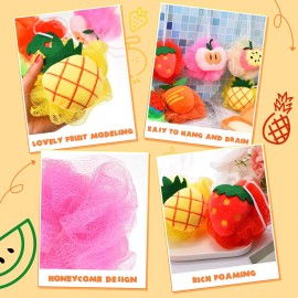 6 Pieces Cute Fruit Bath Shower Sponge Loofahs Mesh Pouf Shower Ball Colorful Cartoon Body Scrubber Balls Shower Mesh for Adults 6 Pieces Cute Fruit Bath Shower Sponge Loofahs Mesh Pouf Shower Ball Colorful Cartoon Body Scrubber Balls Shower Mesh for Adults