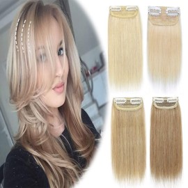 Clip in Remy Hair Piece Human Hair Invisible Hairpin Hairpiece for Women with Thinning Hair Bald Patch 12 inch Hair Cushion Straight Remy Hair for Adding Volume 1 piece Lightweight Ash Blonde 24