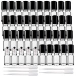 Jucoan 40 Pack 5ml Glass Essential Oil Roller Bottles with Stainless Steel Roller Ball, Leakproof Refillable Glass Roll-on Bottles for Travel Perfume Sample, 5 Droppers
