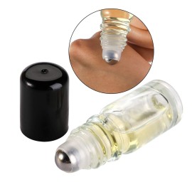 Jucoan 40 Pack 5ml Glass Essential Oil Roller Bottles with Stainless Steel Roller Ball, Leakproof Refillable Glass Roll-on Bottles for Travel Perfume Sample, 5 Droppers