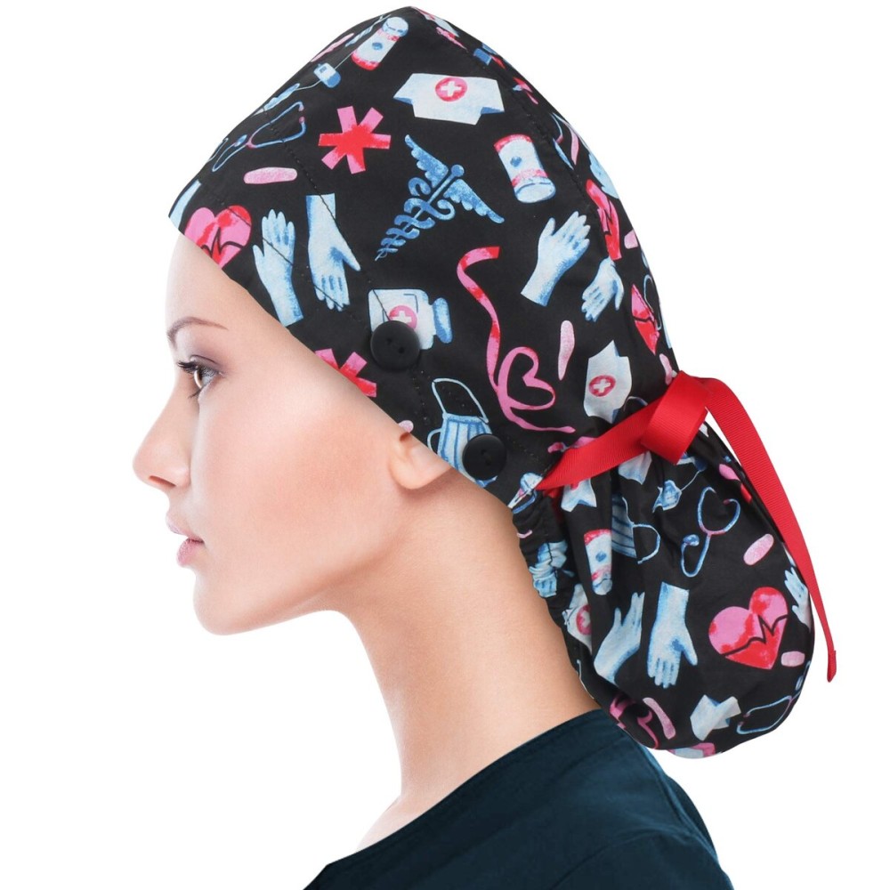 ABAMERICA Ponytail Scrub Caps for Women Surgical Caps Nurse Hat with Functional Ponytail Holder for Long Hair, Single or Satin-Lined ABAMERICA Ponytail Scrub Caps for Women Surgical Caps Nurse Hat with Functional Ponytail Holder for Long Hair, Single or Satin-Lined