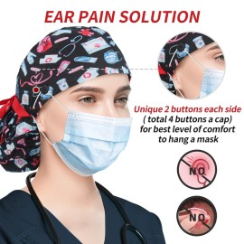 ABAMERICA Ponytail Scrub Caps for Women Surgical Caps Nurse Hat with Functional Ponytail Holder for Long Hair, Single or Satin-Lined ABAMERICA Ponytail Scrub Caps for Women Surgical Caps Nurse Hat with Functional Ponytail Holder for Long Hair, Single or Satin-Lined