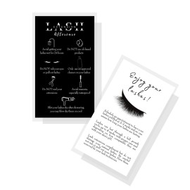 Lash Extension Aftercare Instructions Cards | 50 Pack | Double Sided Size 3.5 x 2 inches After Care (2-3 Week Fillers) | Black and White Sided Design