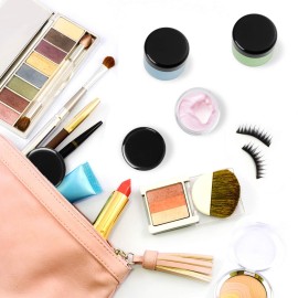 40PCS Plastic Cosmetic Containers Transparent storage tank with screw cap Storage Jars be used for Clay, Liquid,Sample 20 ml/ 0.7 oz (black lid)