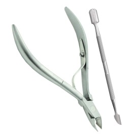 Cuticle Trimmer Extremely Sharp Cuticle Pusher Cuticle Nipper Scissors Stainless Steel Clippers Cutter Remover Pedicure Manicure Fingernail Toenails Tools (2 Pc Set) By Zeepk