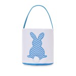 MONOBLANKS Easter Bunny Basket Bags, Rabbit Bucket Tote for Easter Egg Hunts Decorations Candy Gifts Storage (Blue(wave))