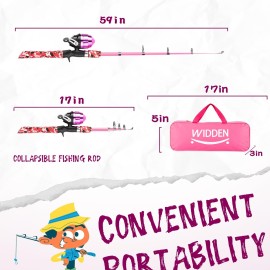 WIDDEN Kids Fishing Pole, Portable Telescopic Kids Fishing Poles for Boys and Girls, Fishing Rod and Reel Combo Kit with Tackle Box, and Fishing Net, Best Fishing Pole for Toddler Youth