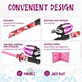 WIDDEN Kids Fishing Pole, Portable Telescopic Kids Fishing Poles for Boys and Girls, Fishing Rod and Reel Combo Kit with Tackle Box, and Fishing Net, Best Fishing Pole for Toddler Youth