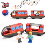 Giant bean Battery Operated Electric Locomotive Magnetic Train Set for Wooden Train Tracks, Powerful Engine Compatible with Most Brands, Wood Train Track Toys for Kids 3+