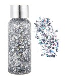 SEEWE Body Glitter Gel Mermaid Scale Sequins Skin Long Lasting Sparkling Cream Eyeshadow Lip Nail Hair Painting Glitter Decorate Art Festival Party Make up Powder (Silver)
