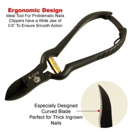 Professional Toenail Clippers for Thick Toe Nails - Heavy Duty Medical Grade Podiatry Stainless Steel Nail Clippers Cutter Trimmer Toenail Scissors for Men Seniors Podiatrist Tools (Black, 6.25 Inch)