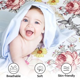 Crib Sheets HNHUAMING Neutral Baby Crib Fitted Sheets, Ultra Soft & Breathable 52 X 28 inches Crib Sheet Snug Fits for Standard Crib Mattress, Daisy Floral