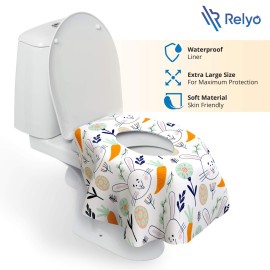 Relyo Disposable Toilet Seat Cover for Travel - 20 Pack with Covers Wrapped in Sets of 2, Non-Flushable Liners, Fits Most Seats - Kids, Toddlers, Adults