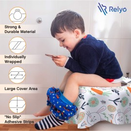 Relyo Disposable Toilet Seat Cover for Travel - 20 Pack with Covers Wrapped in Sets of 2, Non-Flushable Liners, Fits Most Seats - Kids, Toddlers, Adults
