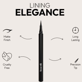 Aracelli Beauty Water Resistant Long-Lasting Eyeliner Pen - Precision Liquid Eye Liner with Smudge-Proof Formula - Easy Glide & Quick Dry - Perfect for Cat Eye & Winged Looks - Brown