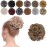 Elaine Hair Buns Hair Piece Messy Tousled Wavy Curly Scrunchies Synthetic Donut Updo Hairpieces for Women Girls (Light Reddish Brown & Pale Golden Blonde Highlights -77)