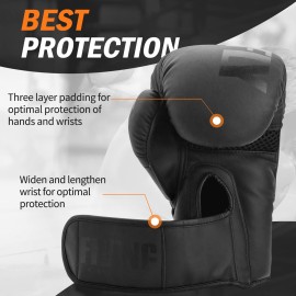 Boxing Gloves for Men and Women Suitable for Boxing Kickboxing Mixed Martial Arts Muay Thai MMA Heavy Bag Fighting Training (Black, 14oz) Boxing Gloves for Men and Women Suitable for Boxing Kickboxing Mixed Martial Arts Muay Thai MMA Heavy Bag Fighting Training (Black, 14oz)