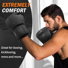 Boxing Gloves for Men and Women Suitable for Boxing Kickboxing Mixed Martial Arts Muay Thai MMA Heavy Bag Fighting Training (Black, 14oz) Boxing Gloves for Men and Women Suitable for Boxing Kickboxing Mixed Martial Arts Muay Thai MMA Heavy Bag Fighting Training (Black, 14oz)